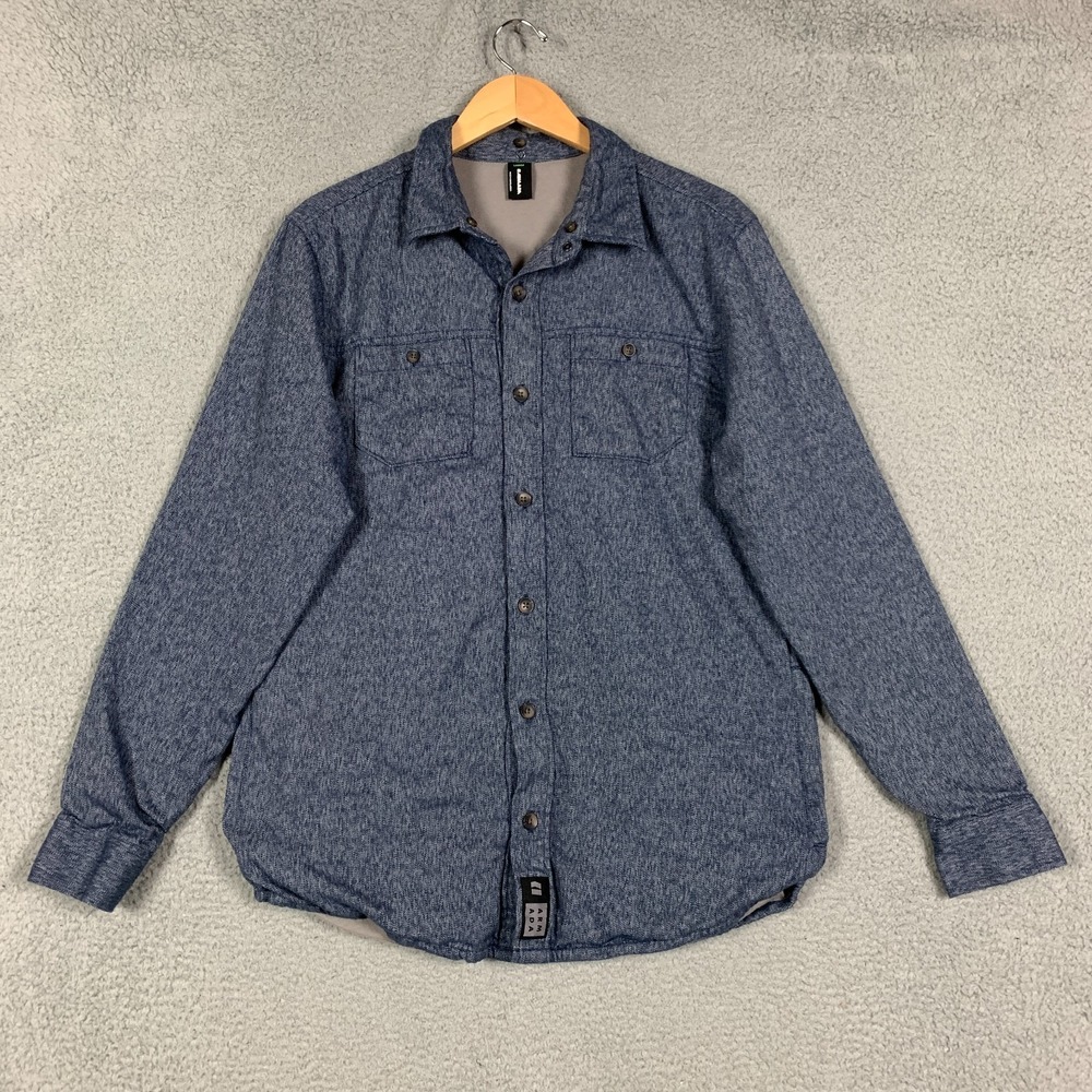 Armada‎ Shirt Jacket Men's Large L Navy Heather Long Sleeve Cotton Lined Shacket